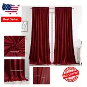 Elegant Soft Velvet Curtains in Burgundy - Set of 2, 90" Length for Darkening