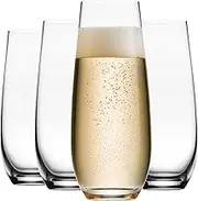 Godinger Champagne Glasses, European Made Champagne Glass, Stemless Champagne Flutes - Set of 4