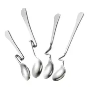 4 Pcs Stainless Steel Hanging Cup Spoon Creative Coffee Jam Spoons