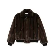 [Ernest W. Baker] Ernest W. Baker Pinstriped Bomber Jacket 52 IT BROWN