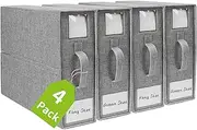 Bed Sheet Organiser - 4 Pack Linen Storage, Collapsible Sheet Storage, Linen Organiser, Sheet Organiser for Home Storage & Organisation, (Queen & King Size) Bed Sheet Organizer, Bedsheet Organiser