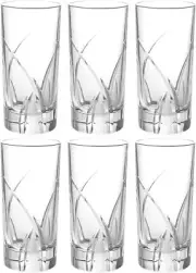 RCR CRYSTAL DA VINCI GROSSETO HIGHBALL TUMBLERS 36cl (SET OF 6) BRAND NEW