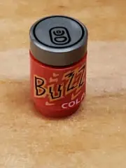 NEW Lego Red BUZZ COLA Soda Pop Can Top Flat Silver. (B7)