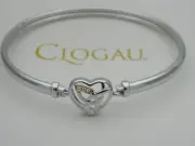 Welsh Clogau Sterling Silver & 9ct Rose Gold Eternal Love Heart Diamond Bangle