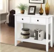 Console Table Wooden Hallway 2 Drawers Display Side Table Desk Side Entry White
