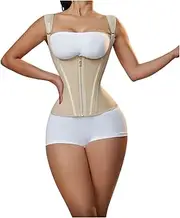 [AYTDNEHGK] Body Shaper Shapewear Women Vest Tops Double Compression Waist Trainer Corset Adjustable Zipper and Hook-Eyes(Beige,XL)