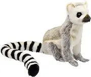 [HANSA] Lemur Sitting Plush Toy, 24 cm Height, White/Black/Grey