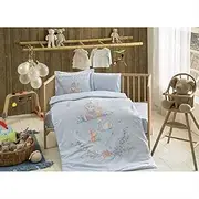 Bonny Blue 100% Organic Cotton Licensed Baby Bedding Set. 4 Piece, 2 Pillows, 1 Pillow Case and Sheets