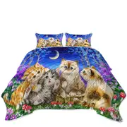 Moonlight Cats Cute Sweet Kittens in the Forest Coverlet