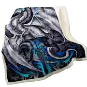 Cool Fantasy Weapon Wolf Dragon Omega Blade Throw Blanket