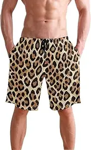 [XYMZR] Leopard Skin Pattern Seamless Men's Swim Trunks Quick-Dry Bathing Suit Swimming Board Shorts S