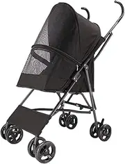 Dog Pram Stroller for Small Dogs, Pet Strollers for Small Dogs, Umbrella Structure Lightweight Pet Stroller for Cats Puppy & Kitten Carrier Breathable Installation-Free Design(Nero)