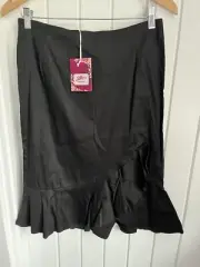 Joe Browns Black Wiggle Pencil Skirt With Frill Size 10 New Tagged Party Work