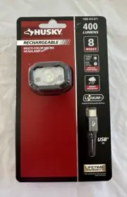 NEW Husky Rechargeable 400 Lumen Multi-Color Micro Headlamp USB Water Resistant