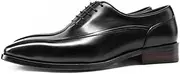 [Generic] Formal Dress Shoes for Men Square Toe Lace Up Manual Stitching Plain Colour Genuine Leather Slip On for Meeting First Layer Decorate Dress Shoes for Men