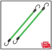 24 in. Green Flat Strap Bungee Cord with Hooks - 2 pack