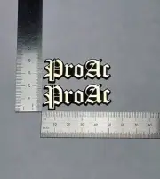 ProAc Speaker Badge Logo Emblem Pair Old English Font Brushed Gold