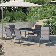 7 Piece Outdoor Dining Set Steel Anthracite, Garden Furniture Sets