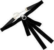 [BESTYASH] 1pc Pure Color Bow Tie Pretty Faux Pearl Bow Tie Uniform Bow Tie