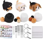 Yitexin 3 Pcs Dog Needle Felting Kit, Animal Wool Felting Kit for Starter Adult, Felt Kit Felting Supplies with Foam Pad Needles Instructions Keychain for Beginners DIY Craft Project Gift