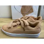 PUMA 緞帶鞋 蝴蝶结 BASKET HEART PATENT 橘粉色