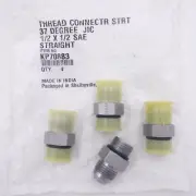 4 Pack Parker KP70883 Steel Flared Tube 1/2" OD 37° Flared Angle Connectors