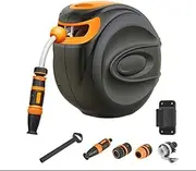 qwmvhfg， 15M/50FT Hose Hipe Reel Automatic Rewind with 3 in 1 Spray and 180° Swivelling Bracket, for Home Garden Yard Farm Hose Reel Cart
