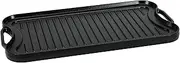 Amazon Basics Pre-Seasoned Cast Iron Reversible Rectangular Grill/Griddle, Black, 50.8 cm x 26.4 cm x 2.5 cm