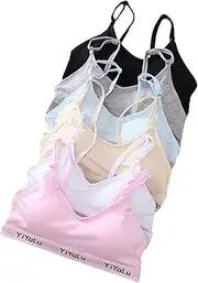 [SANANG] Girls Sport Bras Cotton Teenager Training Bra Underwear Solid Cotton Sport Underwear Seamless Bra with Removable Bust Pad