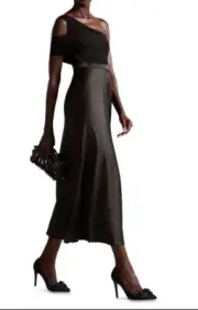 Ted Baker Asymmetric Bodice Dress (black) w/ Satin Skirt (Women’s Size 2) NWT