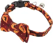 Totority 4pcs Adjustable Halloween Cat Collar with Scary Style Pattern Pet Accessories for Costume Parties Durable Design with Bell for Cats for Halloween and Cosplay Events