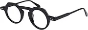 [BETSION] Round Full Rim Eyeglasses Frames Retro Acetate Spring Hinges Glasses Unisex for Men Women