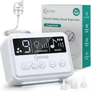 Zrfmib Electric Nasal Aspirator for Baby with 9 Level Suction, Hospital Grade Baby Nose Sucker, Nursery Rhyme and Night Light Soothing, Safe for Infants and Toddlers, White