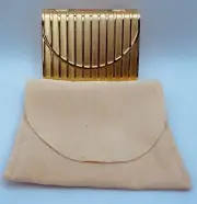 Vintage Wave Square Estee Lauder Loose Powder Compact Goldtone 2-1/4" Mirror