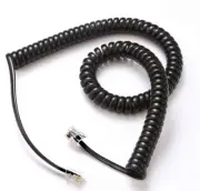 12 Ft Black Handset Curly Cord For Yealink Phones