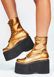 [Lemon Drop by Privileged] Gold Melissa Platform Boots