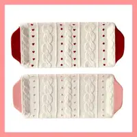 在飛比找ETMall東森購物網優惠-粉紅浮雕針織長盤創意陶瓷餐具套裝盤子家用酒店裝飾擺盤西式平盤