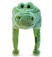 DolliBu Soft Alligator Plush Hat for Adults and Kids with Ear Flaps - One Size