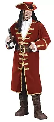 Adult Pirate Captain Costume Hook Morgan Black Heart Buccaneer Movie Mens