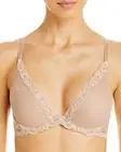 Natori Feathers Bra Women's 34C Beige Lace Plunge Contour Adjustable Strap ASM12