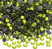 uxcell 1440 Pcs Hotfix Rhinestone Flatback 4mm Gem Crystal Round Resin Trims Beads Gem for Crafts Clothes DIY Decoration Nail Art, (SS16, Green)