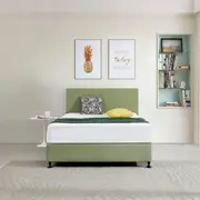 Linen Fabric Double Bed Deluxe Headboard Bedhead - Olive Green