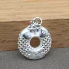Real 999 Fine Silver Fish Pattern Round Pendant Rich Circle Amulet 1.18inch H