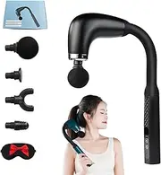 Rocuma Massage Hammer, Deep Tissue Massage Gun, Handheld Massager Gun for Neck Back Shoulder Pain Relief, Rechargeable Percussion Back Massager with 9 Speeds & 4 Heads (Black)