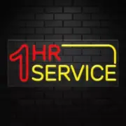 1 Hr Service Sign for Business Displays | LED Flex Neon | 32"W x 13"H x 1"D
