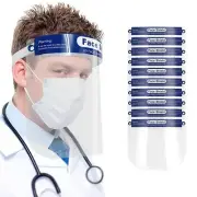 10 Pack Reusable Clear Full Face Shields/Face Masks Visor, Elastic HeadBand