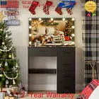 Vanity Desk Set with Hollywood LED Mirror Modern Makeup Vanity Table 5 Drawers