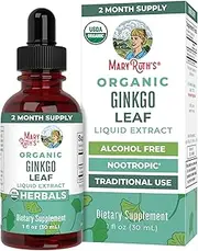USDA Organic Ginkgo Leaf Liquid Drops by MaryRuth's | Traditional Herb | Nootropic, Neuroprotective | Traditional Use for Circulatory System & Brain Health | Non-GMO, Vegan, 1oz