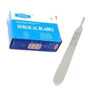 100 Scalpel Blades #20 Surgical Dental ENT Instruments with Free #4 Handle New