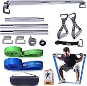 Fitness Heavy-Duty Resistance Band Bar with Resistance Bands, E-Shaped Hook Design, 500lb Load Capacity, Anti-Slip Surface, Carry Bag Included, for Strength Training and Fitness